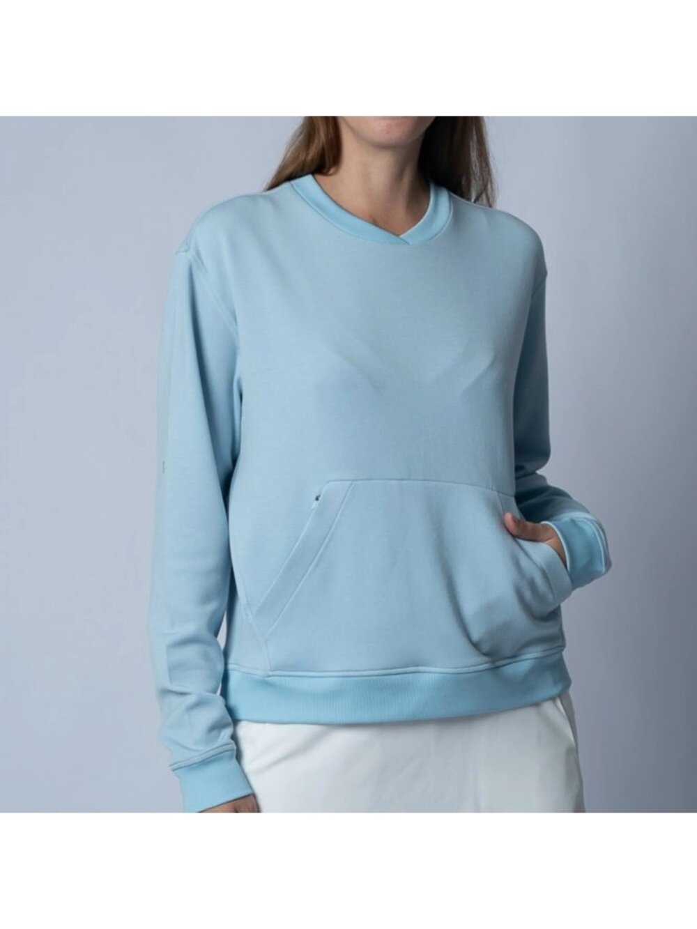 NEW Swannies Women’s MEDIUM Margaret Pullover Sweatshirt Sky Blue Pocket